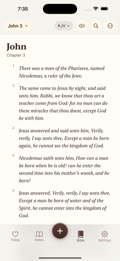 Bible reader with highlights and bookmarks